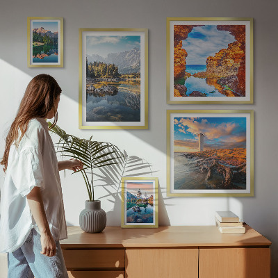 Decorațiune de perete set tablouri Vederi naturale la apă de munte