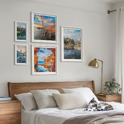 Decorațiune de perete set tablouri Vederi naturale la apă de munte