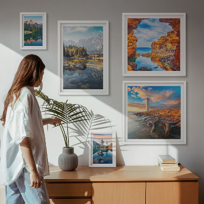 Decorațiune de perete set tablouri Vederi naturale la apă de munte
