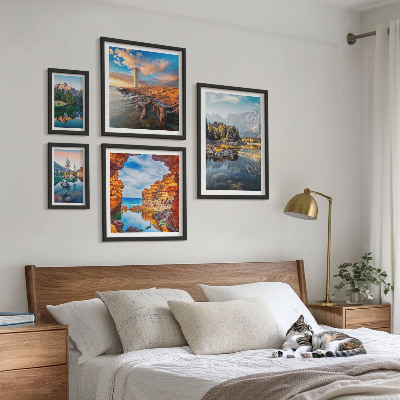 Decorațiune de perete set tablouri Vederi naturale la apă de munte