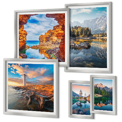 Decorațiune de perete set tablouri Vederi naturale la apă de munte