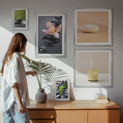 Decorațiune de perete set tablouri Relaxare pietre zen orhidee