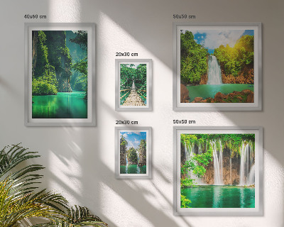 Polyptic înrămat Cascade tropicale verde natură