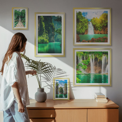 Polyptic înrămat Cascade tropicale verde natură