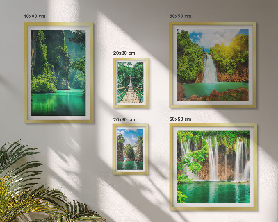 Polyptic înrămat Cascade tropicale verde natură