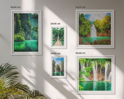Polyptic înrămat Cascade tropicale verde natură