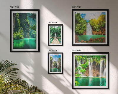 Polyptic înrămat Cascade tropicale verde natură