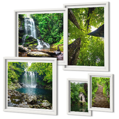 Decorațiune de perete set tablouri Peisaje verzi cu cascade