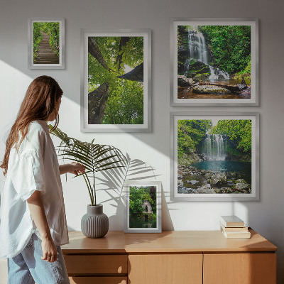 Decorațiune de perete set tablouri Peisaje verzi cu cascade
