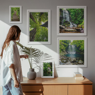 Decorațiune de perete set tablouri Peisaje verzi cu cascade