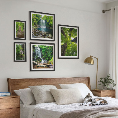 Decorațiune de perete set tablouri Peisaje verzi cu cascade