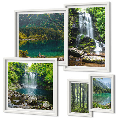 Polyptic înrămat Cascade, peisaje forestiere, natură