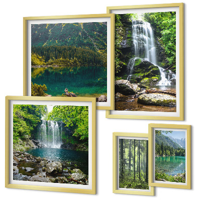 Polyptic înrămat Cascade, peisaje forestiere, natură