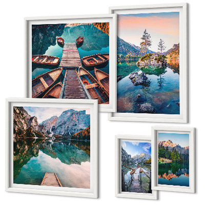 Decorațiune de perete set tablouri Pitorescul lacurilor de munte