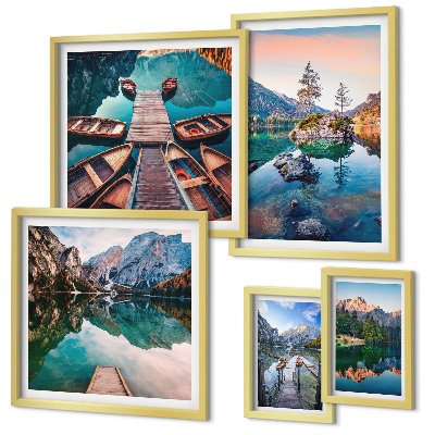 Decorațiune de perete set tablouri Pitorescul lacurilor de munte