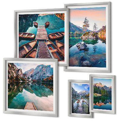 Decorațiune de perete set tablouri Pitorescul lacurilor de munte