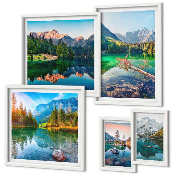 Decorațiune de perete set tablouri Peisaje montane, lacuri, păduri