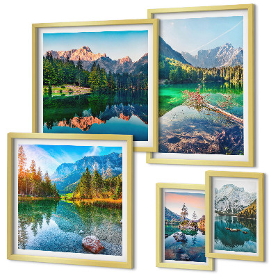 Decorațiune de perete set tablouri Peisaje montane, lacuri, păduri