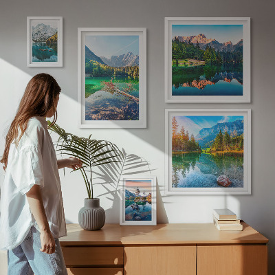 Decorațiune de perete set tablouri Peisaje montane, lacuri, păduri