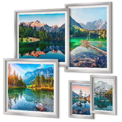 Decorațiune de perete set tablouri Peisaje montane, lacuri, păduri