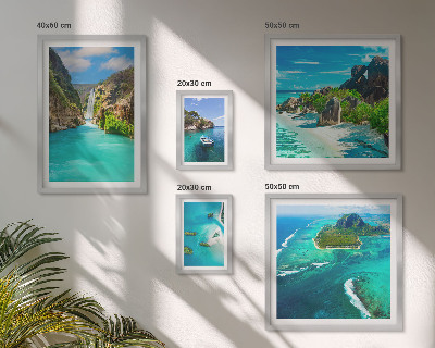 Polyptic înrămat Cascade tropicale și plaje