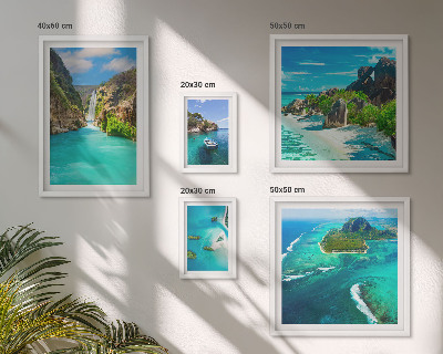 Polyptic înrămat Cascade tropicale și plaje