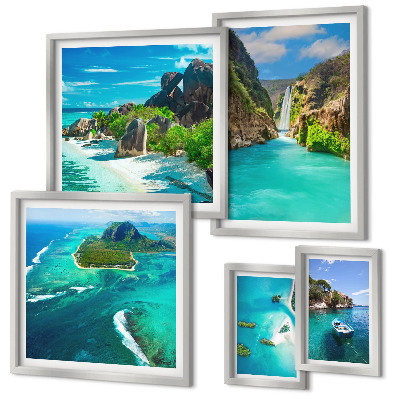 Polyptic înrămat Cascade tropicale și plaje