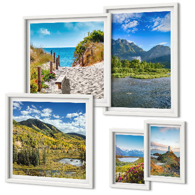 Decorațiune de perete set tablouri Peisaje de munți și plaje