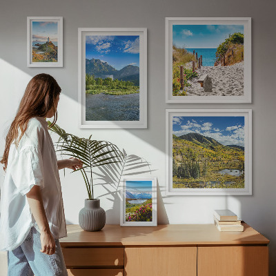 Decorațiune de perete set tablouri Peisaje de munți și plaje