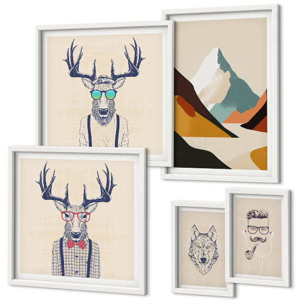 Decorațiune de perete set tablouri Portrete elegante de animale