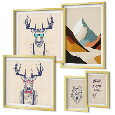 Decorațiune de perete set tablouri Portrete elegante de animale