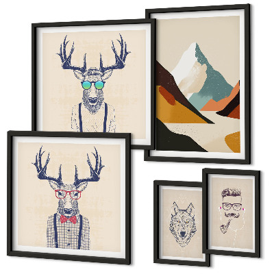 Decorațiune de perete set tablouri Portrete elegante de animale