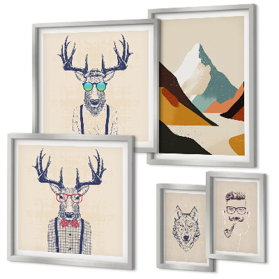 Decorațiune de perete set tablouri Portrete elegante de animale