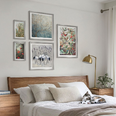 Decorațiune de perete set tablouri Păsări tropicale vintage