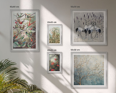 Decorațiune de perete set tablouri Păsări tropicale vintage