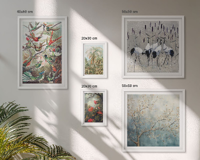Decorațiune de perete set tablouri Păsări tropicale vintage