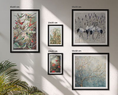 Decorațiune de perete set tablouri Păsări tropicale vintage