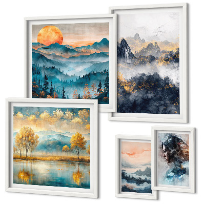 Decorațiune de perete set tablouri Peisaje montane și portrete