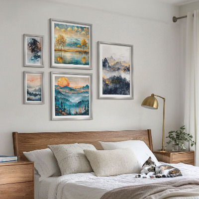 Decorațiune de perete set tablouri Peisaje montane și portrete