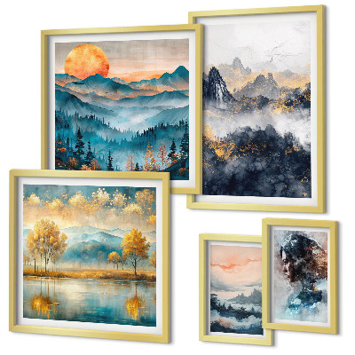 Decorațiune de perete set tablouri Peisaje montane și portrete