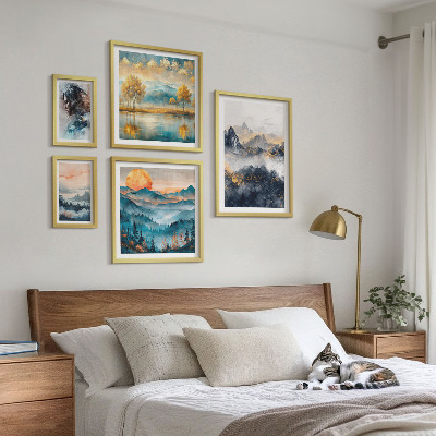 Decorațiune de perete set tablouri Peisaje montane și portrete