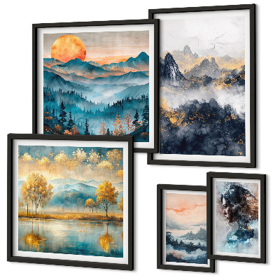 Decorațiune de perete set tablouri Peisaje montane și portrete
