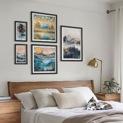 Decorațiune de perete set tablouri Peisaje montane și portrete