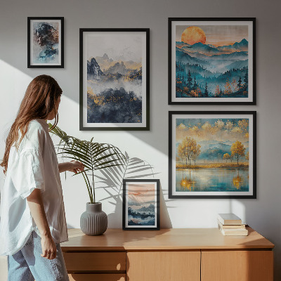 Decorațiune de perete set tablouri Peisaje montane și portrete