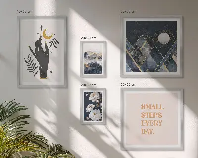Tablou poliptic înrămat cu tematică boho, natură și mesaje inspiraționale