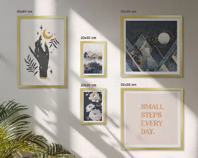 Tablou poliptic înrămat cu tematică boho, natură și mesaje inspiraționale