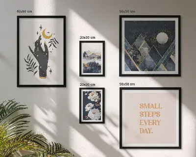 Tablou poliptic înrămat cu tematică boho, natură și mesaje inspiraționale
