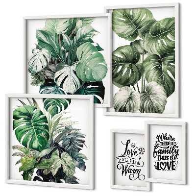 Decorațiune de perete set tablouri Motive vegetale, citate boho