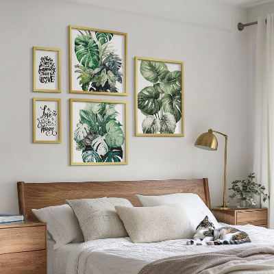 Decorațiune de perete set tablouri Motive vegetale, citate boho