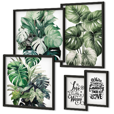 Decorațiune de perete set tablouri Motive vegetale, citate boho